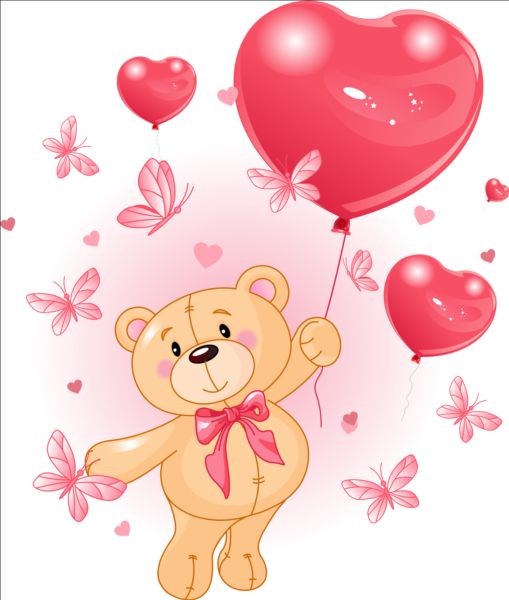 Teddy bear with heart balloon vector  