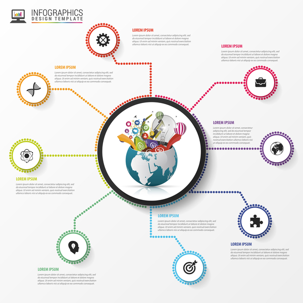 Modèle de vecteur monde créatif infographie 07  