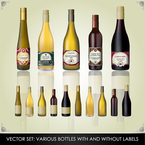 Vector wine bottle design material set 02  