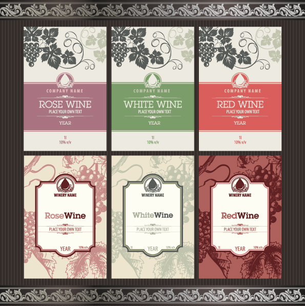 Vintage Elements of Wine Labels vector material 02  