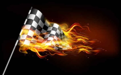 Flag with flame art background vector  