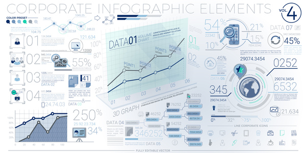 detailed corporate infographic template vector 04  