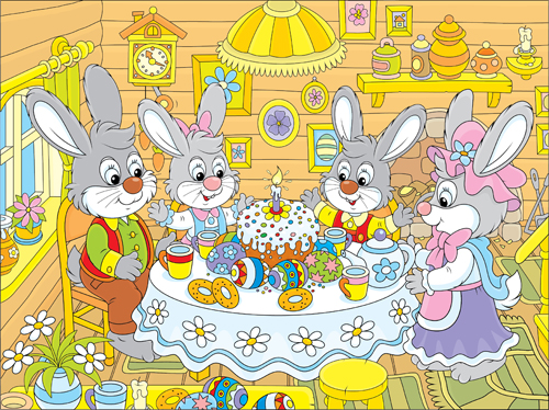 lovely cartoon bunny design vector set 04  