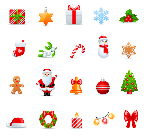 Vivid Christmas icon vector material  