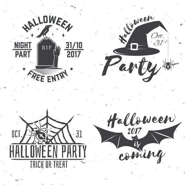 4 Kind 2017 Halloween label vector set  