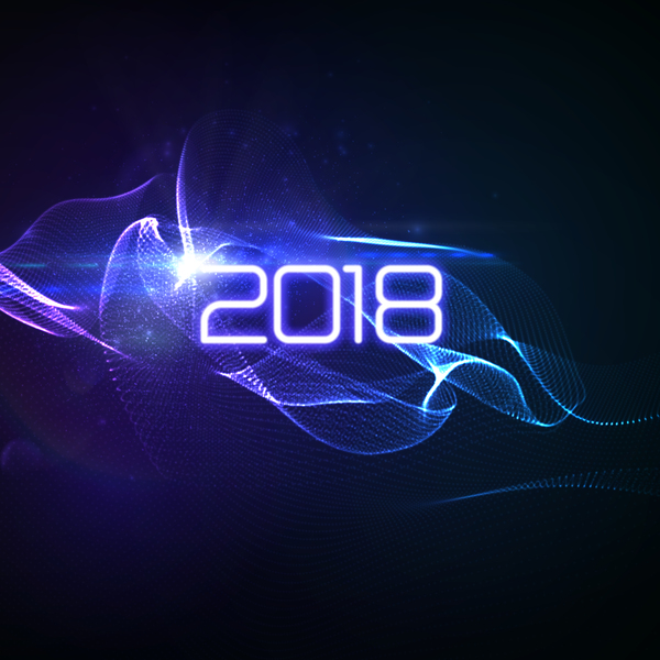 Abstrakte transparente Welle mit Hintergrundvektor 01 des neuen Jahres 2018  