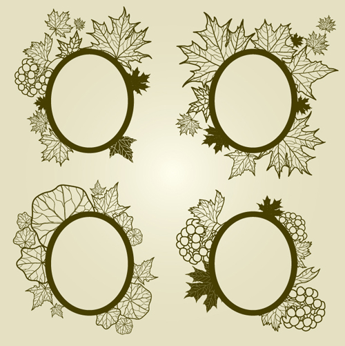 Vector Autumn Leafs Frames with Borders 01  