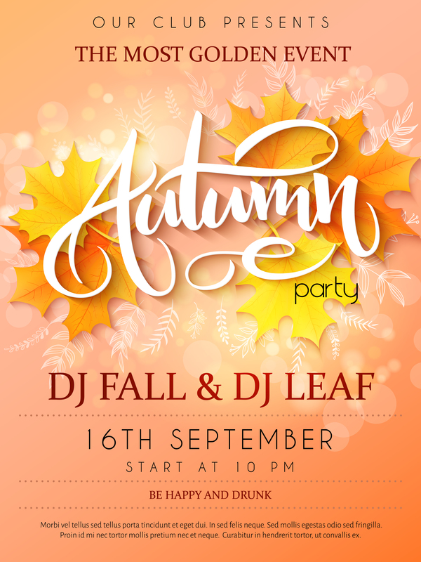 Autumn party flyer template vectors 04  