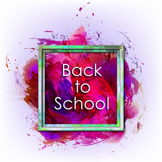 Back to school grunge background with frame vector 07  