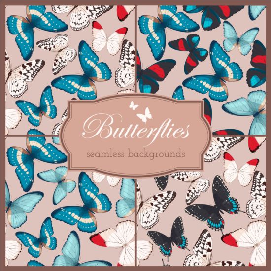 Beautiful butterflies seamless background vector 03  