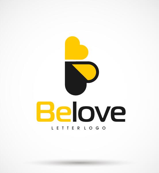 Vecteur de logo amour abeille  