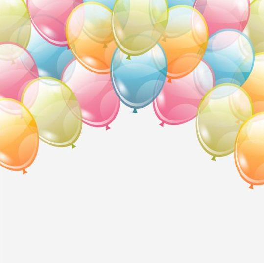 Sfondo di compleanno con palloncini trasparenti colorati vettore 04  