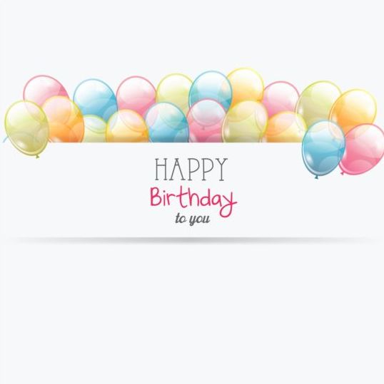 Birthday card with transparent balloons vector 01  