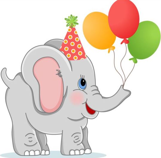 Geburtstags-Elefant mit Ballonvektor  
