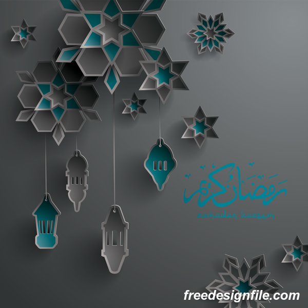 Schwarzer Ramadan-Hintergrund mit Dekor glantern Vektor 03  