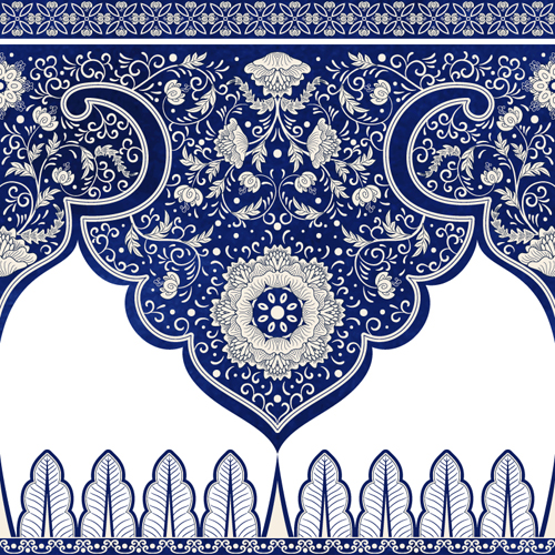 Blue lace border vector material  