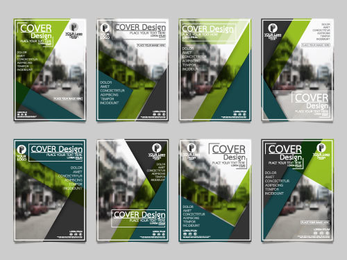 Brochure couverture vert template vector set  