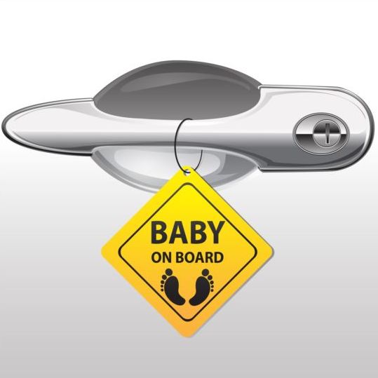 Autotürengriff und Baby-Tags-Vektor 02  