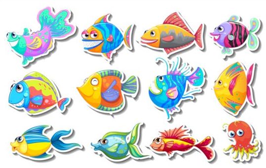 Vecteur de stocker de poissons de dessin animé 02  