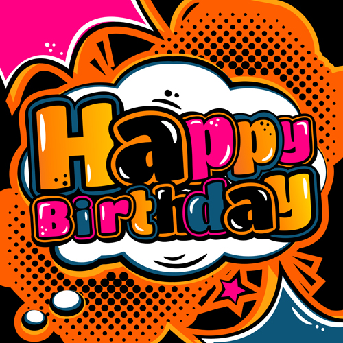 Cartoon styles happy birthday design vector 07  