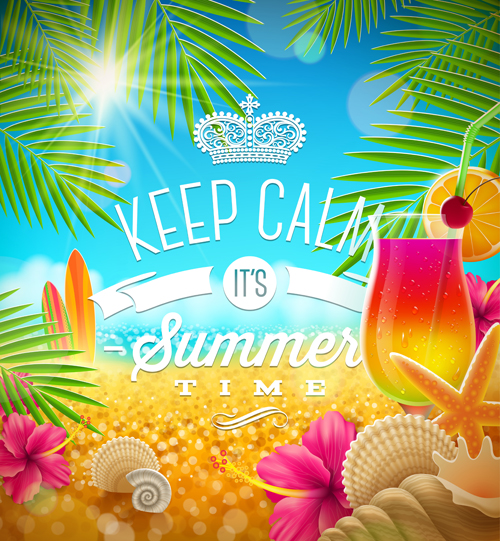 Charming summer party poster template vectors 02  