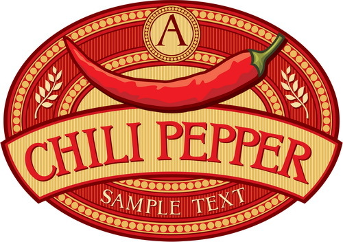 Chili-Pfeffer-Label-Vektor  