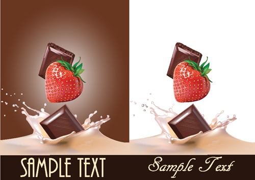 Chocolate with strawberry shiny vector 03  