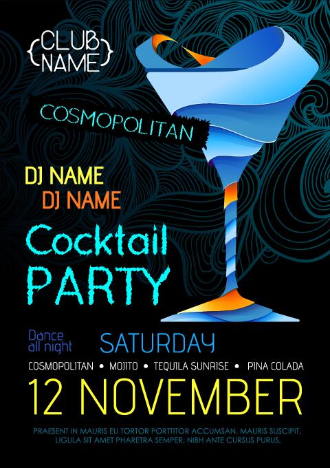 Cocktail party flyer vector template 22  