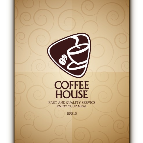 Coffee menu cover design vector material 03  