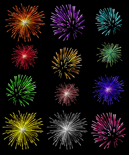 Colorful fireworks holiday illustration vector set 02  
