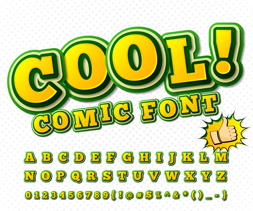 Comic styles fonts design set 04  