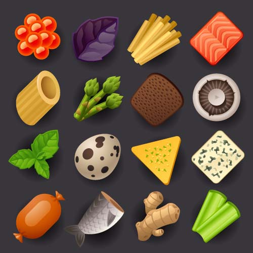 Cooking ingredients vector icons  