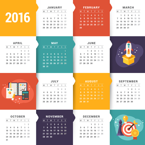 Creative Calendar 2016 template vector 01  