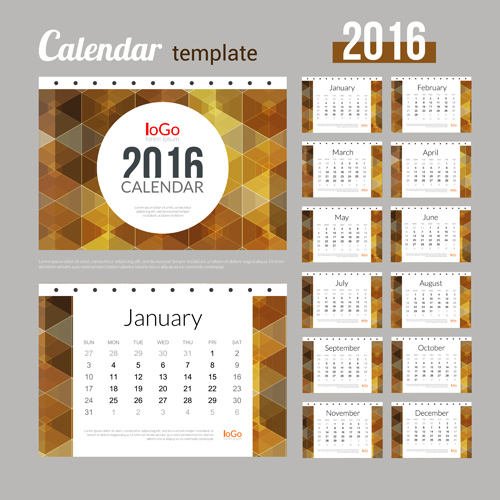 Creative Calendar 2016 template vector 10  
