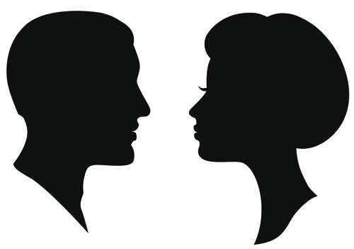 Creative man and woman silhouettes vector set 02  