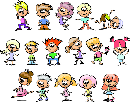 Cute children cartoon styles vector 03  