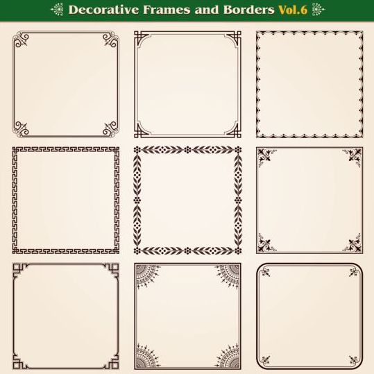Decoratieve frame met randen set vector 02  