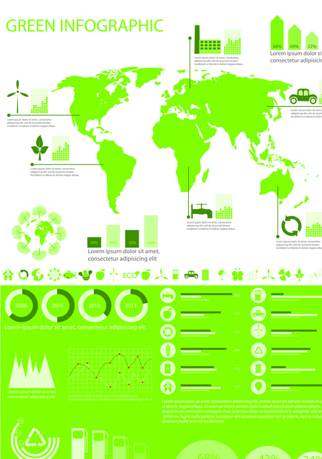 Set of Green Ecology chart and infographic vector 04  