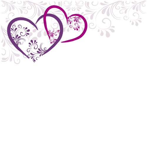 Elegant heart with floral background vector 03  