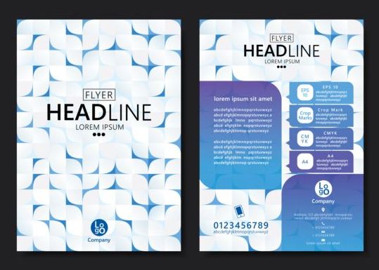 Flyer with brochure geometric pattern cover template vector 02  