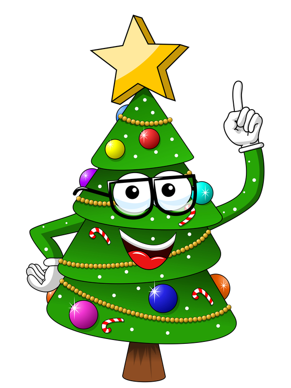 Funny cartoon christmas tree vector 02  