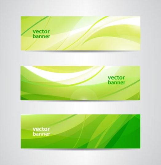 Grön våg banners som vektor 01  