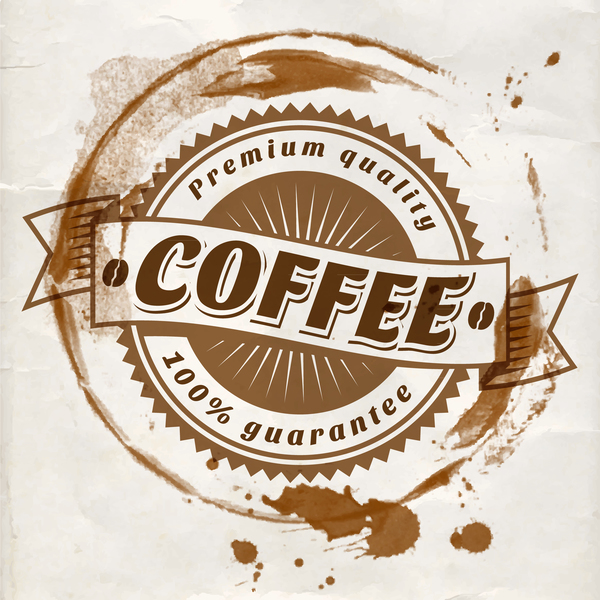 Grunge coffee labels vintage vector set 09  