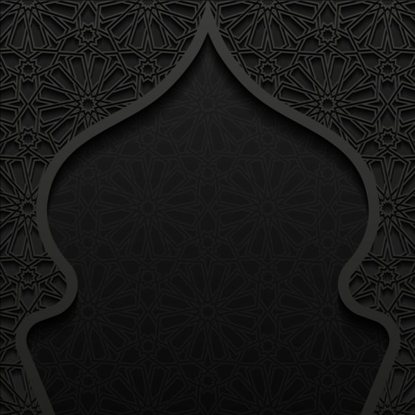 Islamic mosque with black background vector 04  