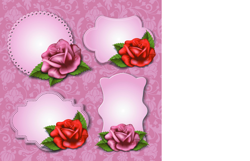 Flower and labels vector 02  