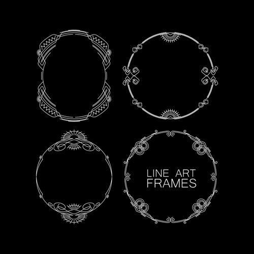 Line art frames design vector 03  