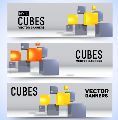 Modern cubes banner design vector 01  