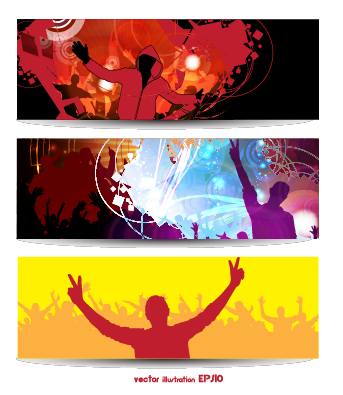 Music party creative banner vector graphics 03  