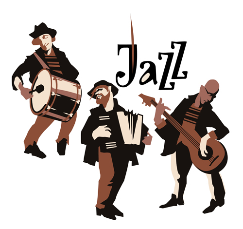 Musicians with jazz music vector material 01  