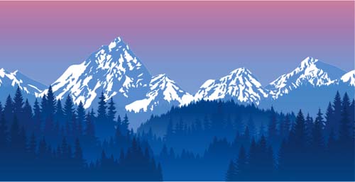 Mysterious snow mountain landscape vector graphics 04  